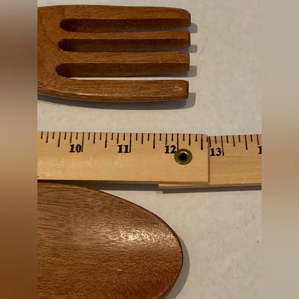 Vintage MCM Large Wooden Spoon and Fork Wall Hanging Tiki Totem Decor Lot of 4